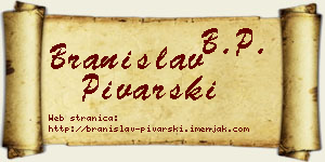 Branislav Pivarski vizit kartica